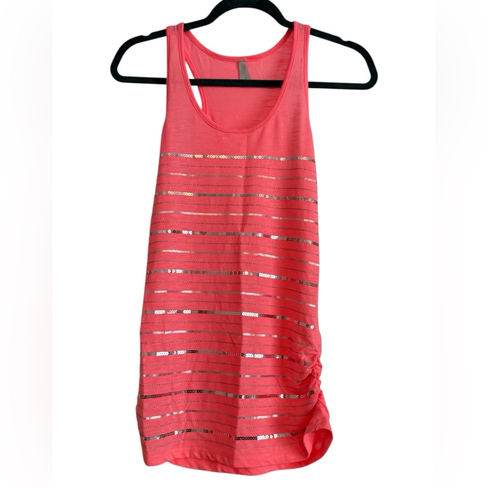 Vanity Coral Sequin Tank Top